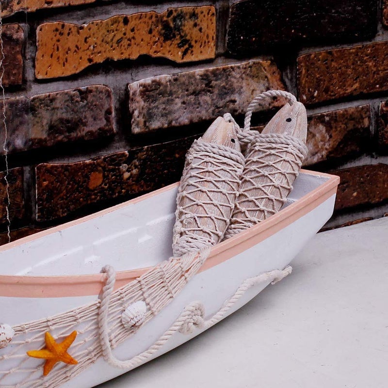 YK Decor Beach Decor Vintage Wood Fish Wall Hanging Ornament for Home Bathroom Nautical Theme - 4 Pieces Wooden Decorations - Image 3